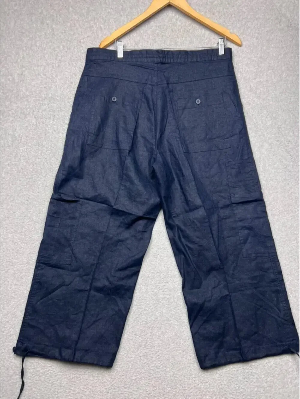 Trust Mens Capri Pants 36 Navy Linen Rayon Cargo Messenger Beach Y2K Cruise New
